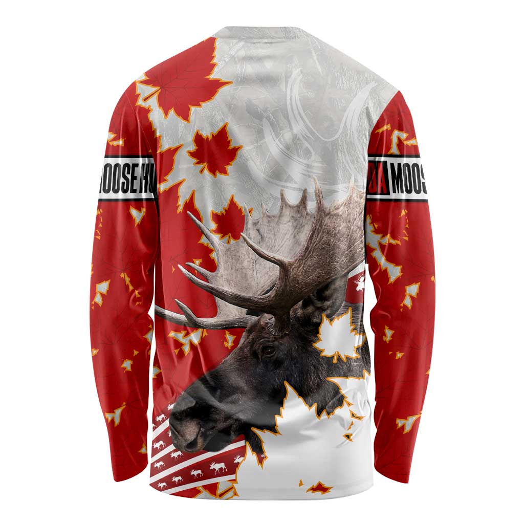 Moose Hunting Long Sleeve Shirt Canada Maple Leaf