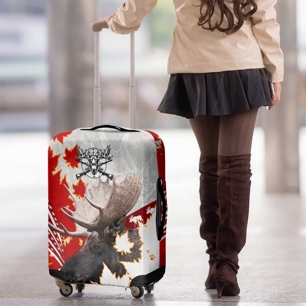 Moose Hunting Luggage Cover Canada Maple Leaf