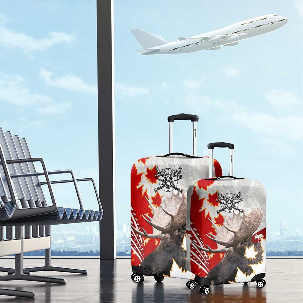 Moose Hunting Luggage Cover Canada Maple Leaf