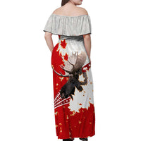 Moose Hunting Off Shoulder Maxi Dress Canada Maple Leaf