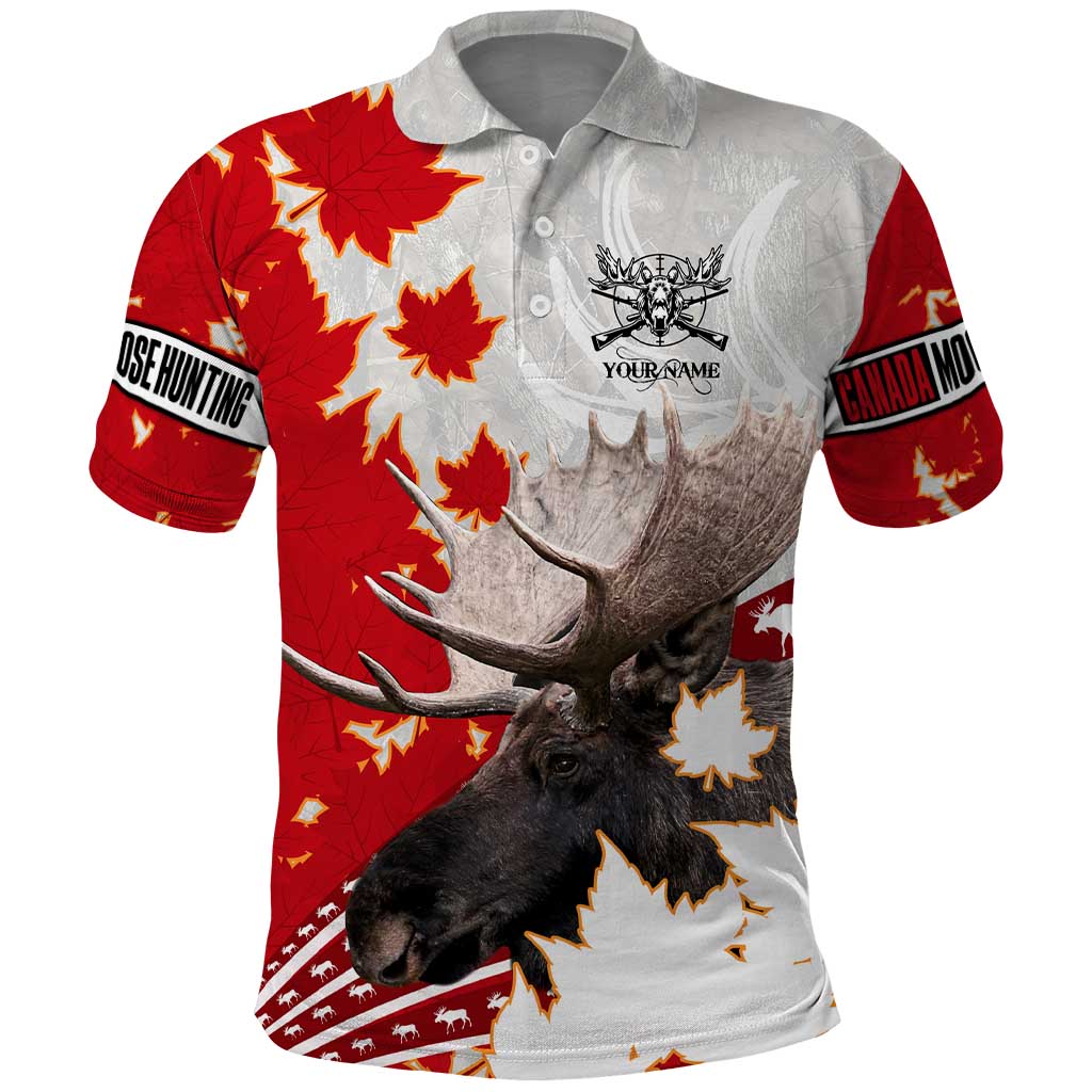 Moose Hunting Polo Shirt Canada Maple Leaf