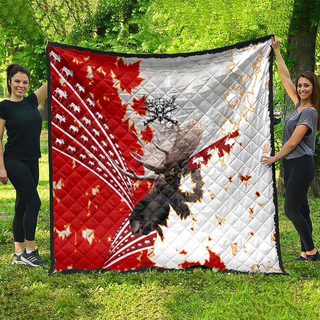Moose Hunting Quilt Canada Maple Leaf