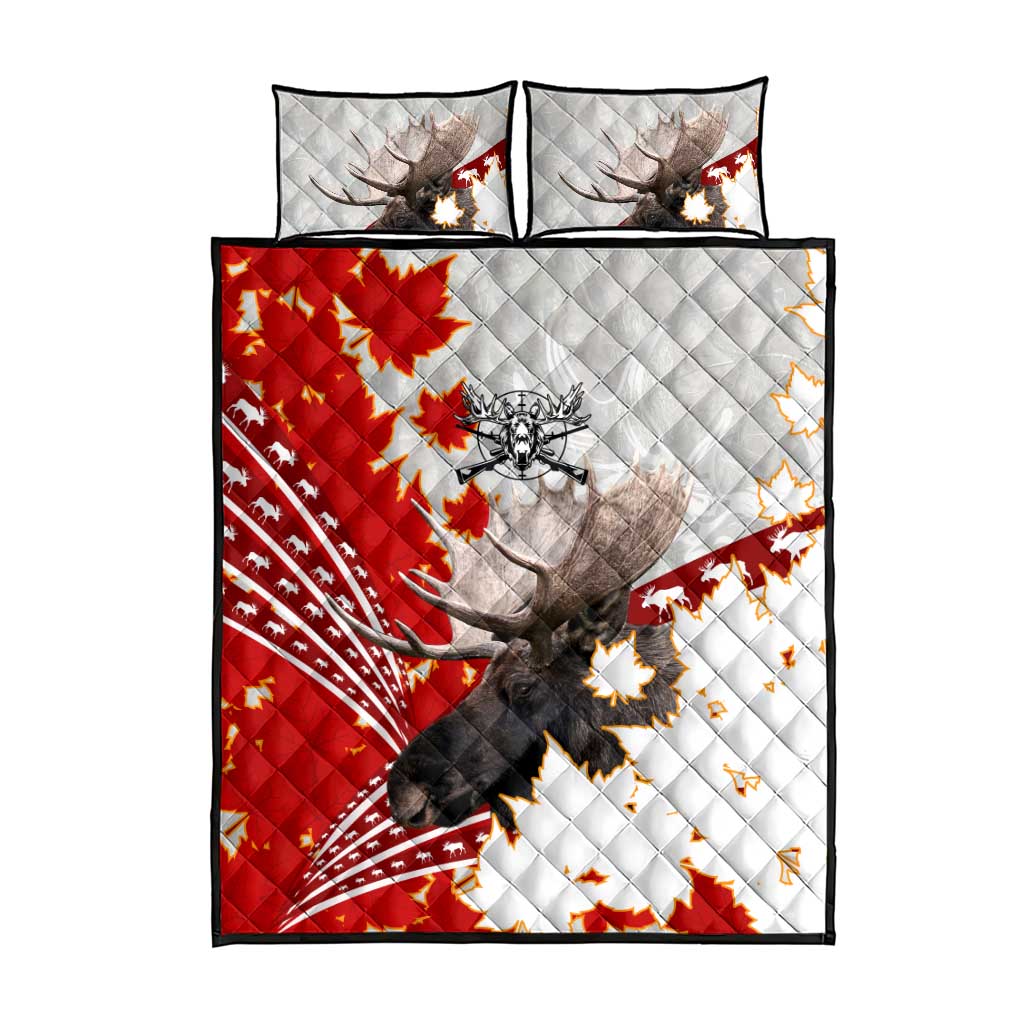 Moose Hunting Quilt Bed Set Canada Maple Leaf