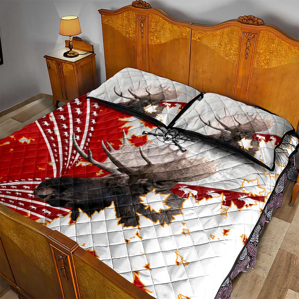 Moose Hunting Quilt Bed Set Canada Maple Leaf