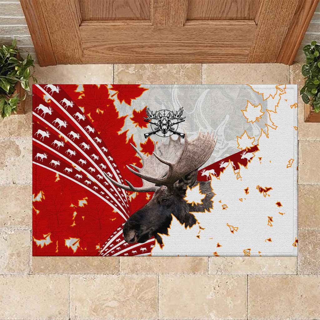 Moose Hunting Rubber Doormat Canada Maple Leaf