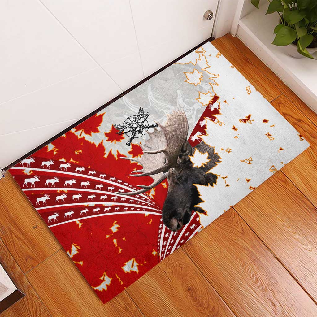 Moose Hunting Rubber Doormat Canada Maple Leaf