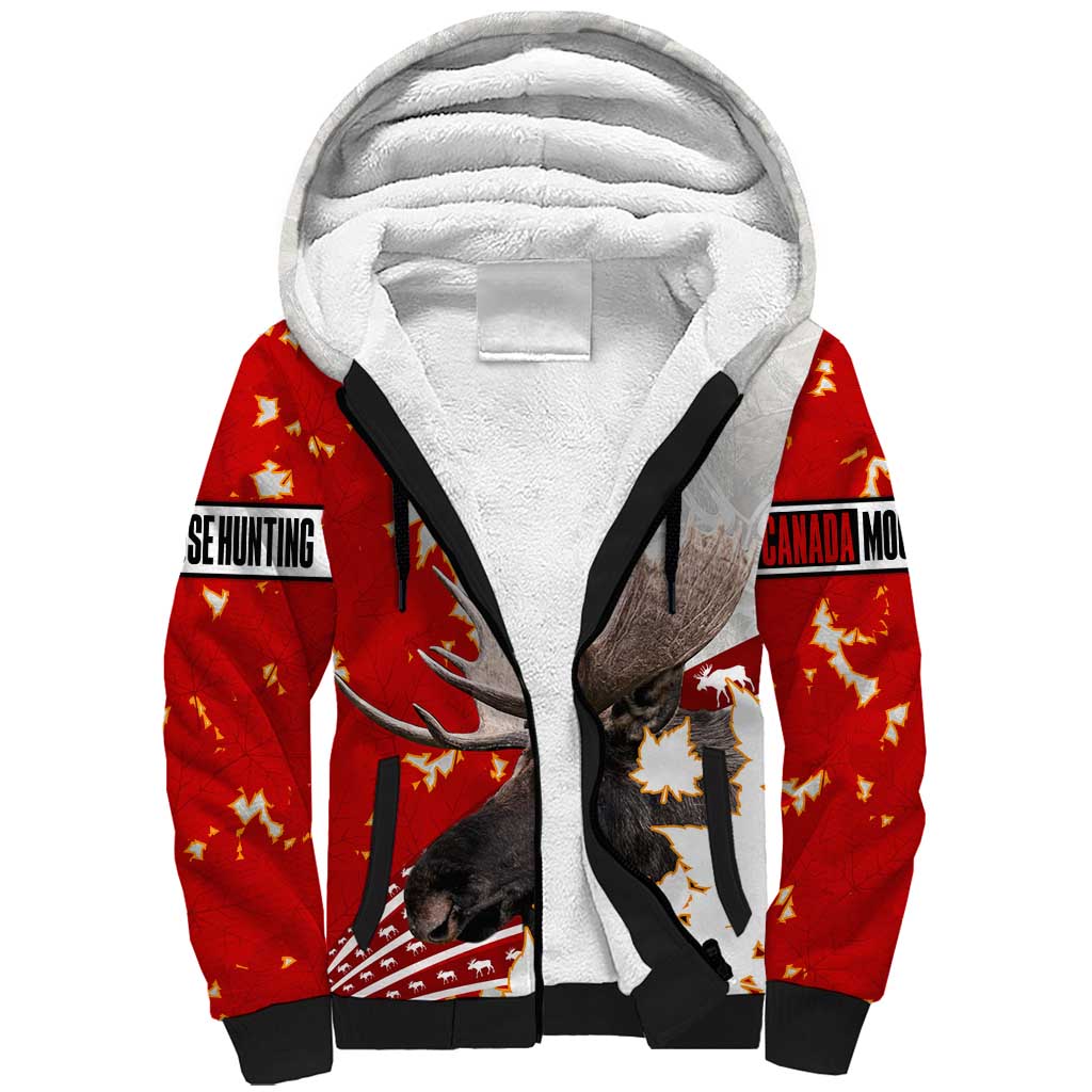 Moose Hunting Sherpa Hoodie Canada Maple Leaf