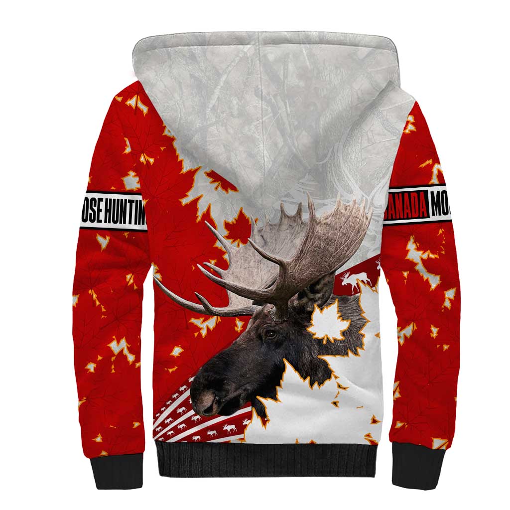 Moose Hunting Sherpa Hoodie Canada Maple Leaf