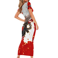 Moose Hunting Short Sleeve Bodycon Dress Canada Maple Leaf