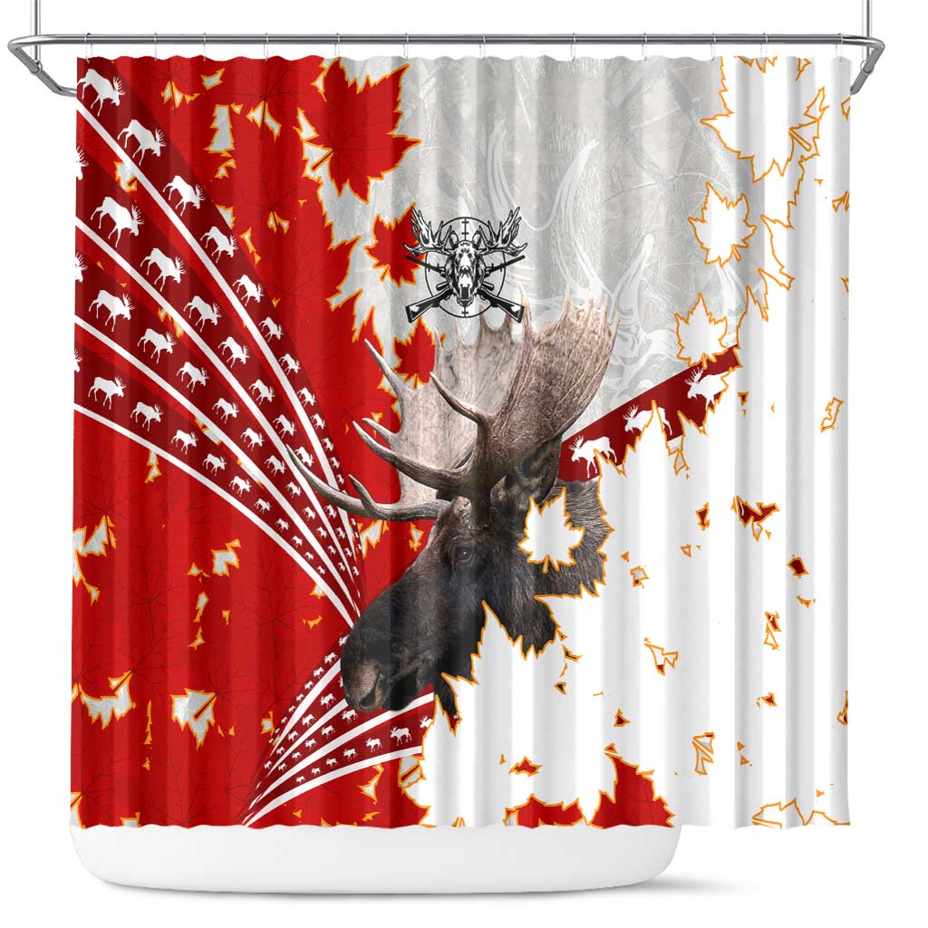 Moose Hunting Shower Curtain Canada Maple Leaf