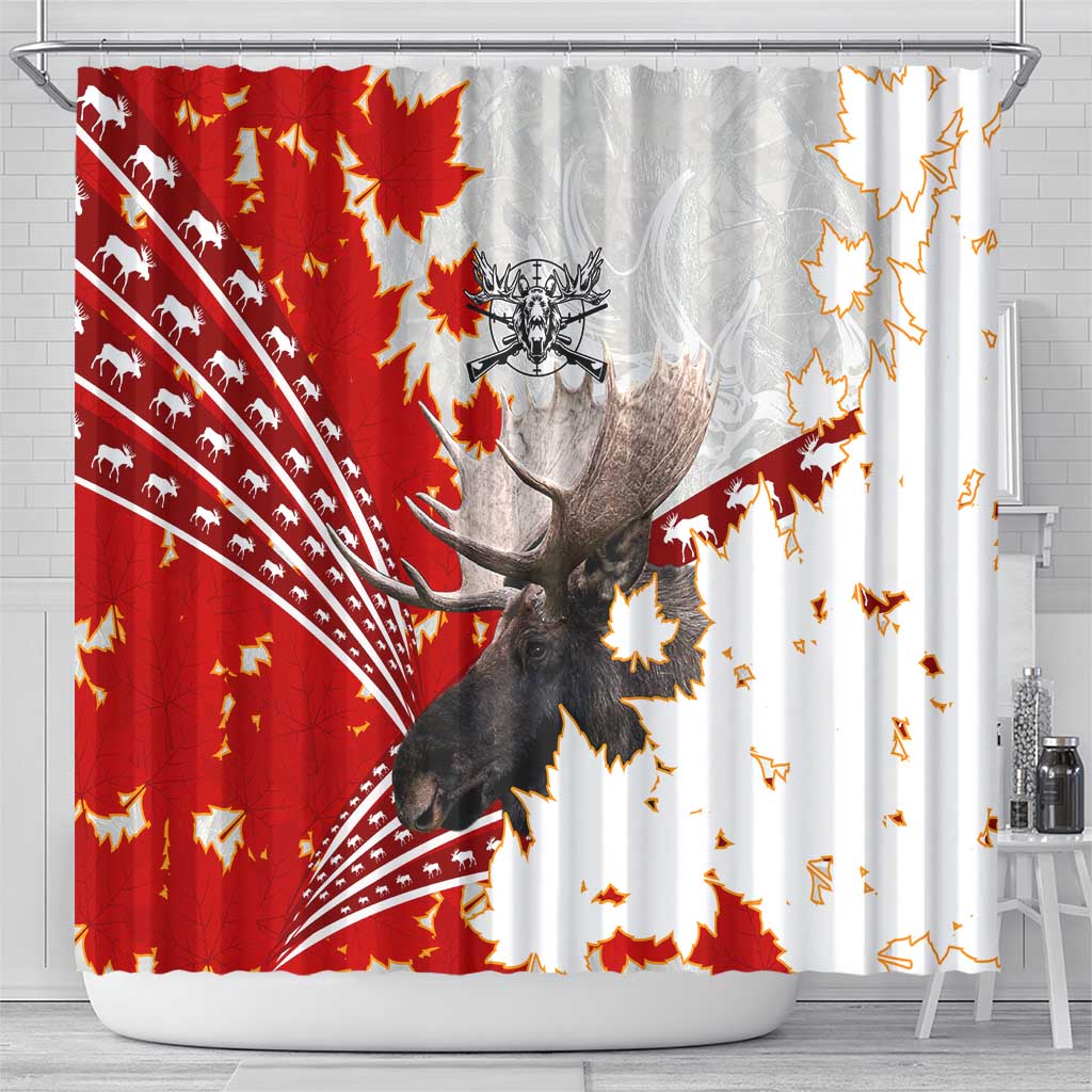 Moose Hunting Shower Curtain Canada Maple Leaf