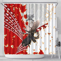 Moose Hunting Shower Curtain Canada Maple Leaf