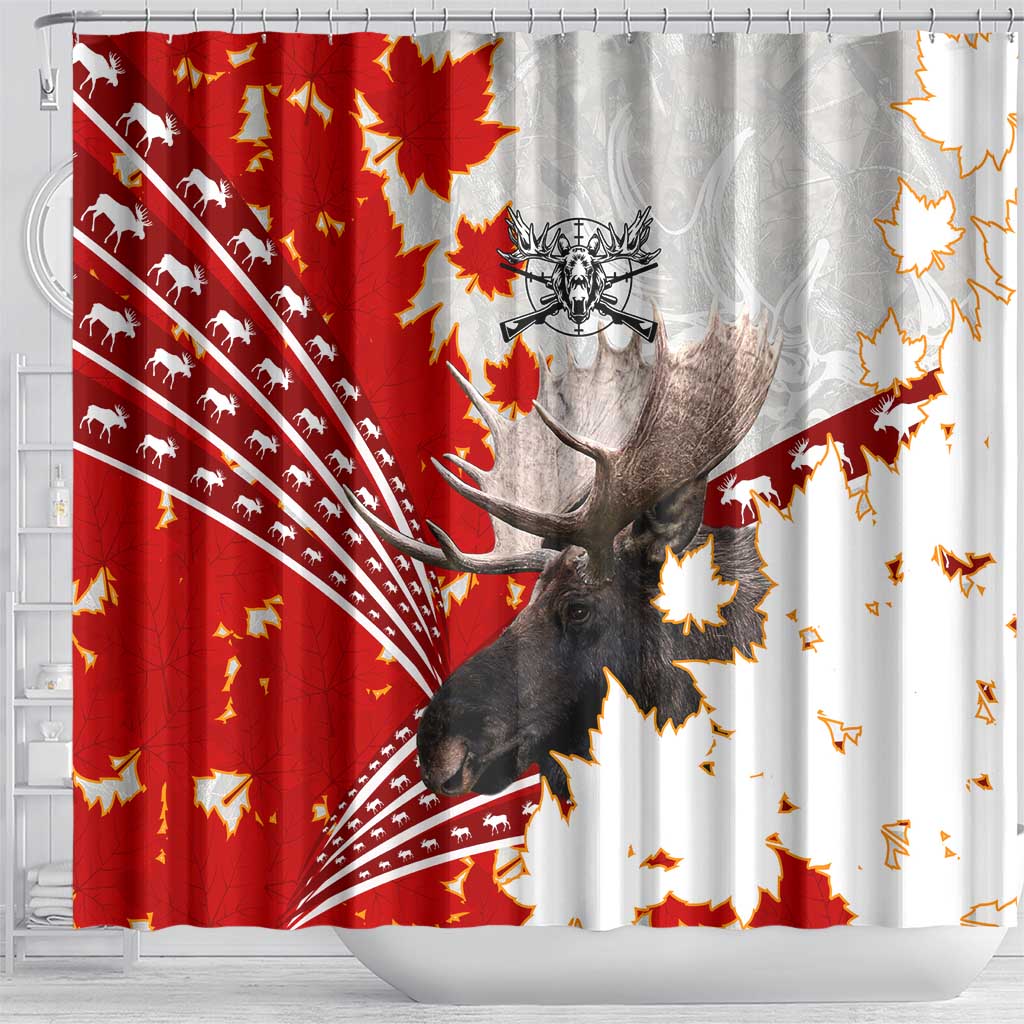 Moose Hunting Shower Curtain Canada Maple Leaf
