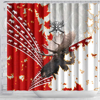 Moose Hunting Shower Curtain Canada Maple Leaf
