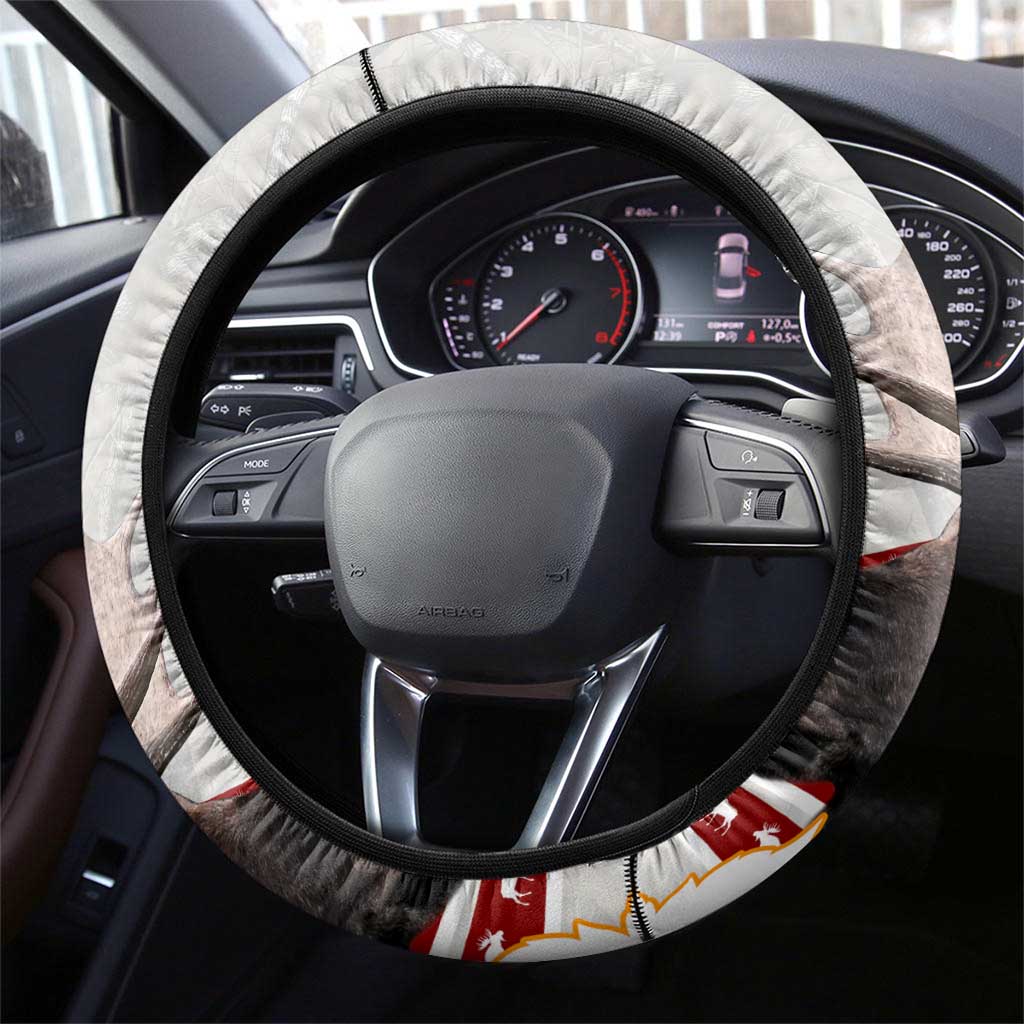 Moose Hunting Steering Wheel Cover Canada Maple Leaf