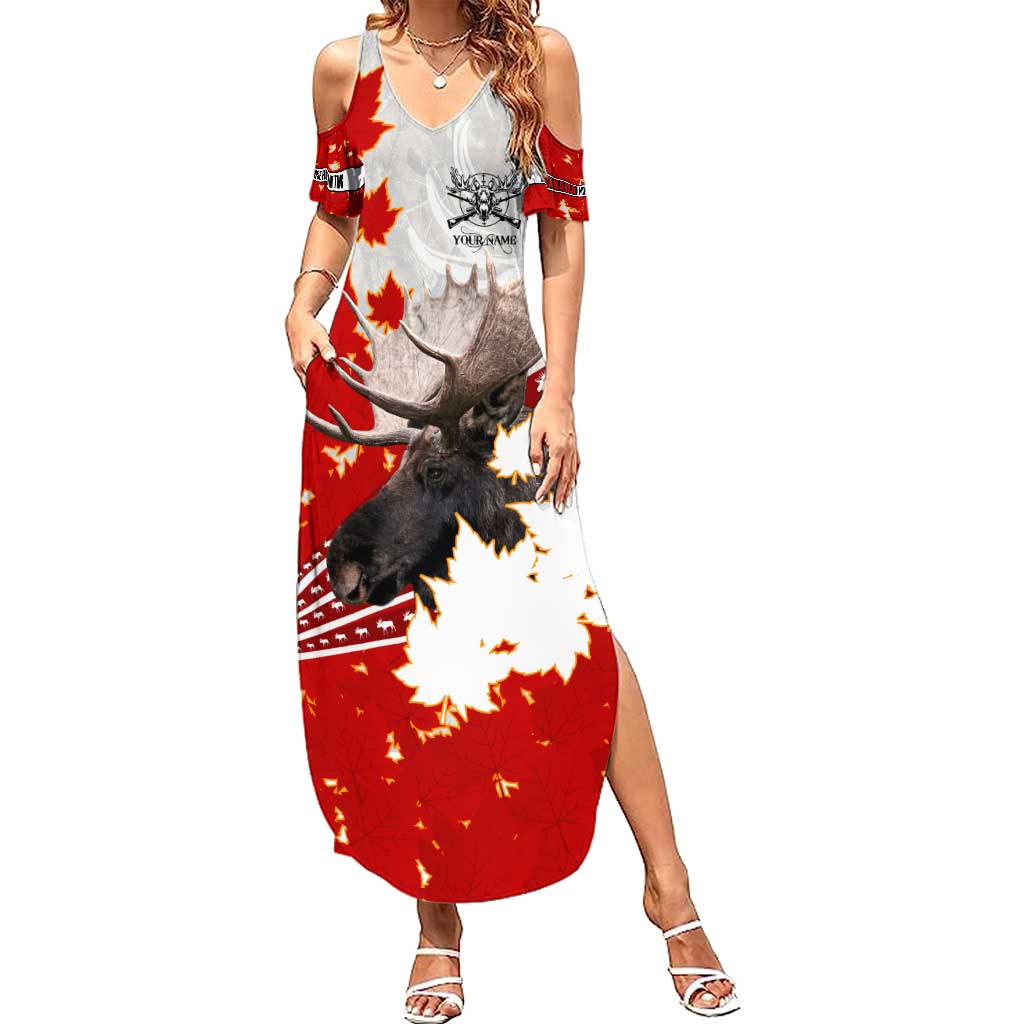 Moose Hunting Summer Maxi Dress Canada Maple Leaf