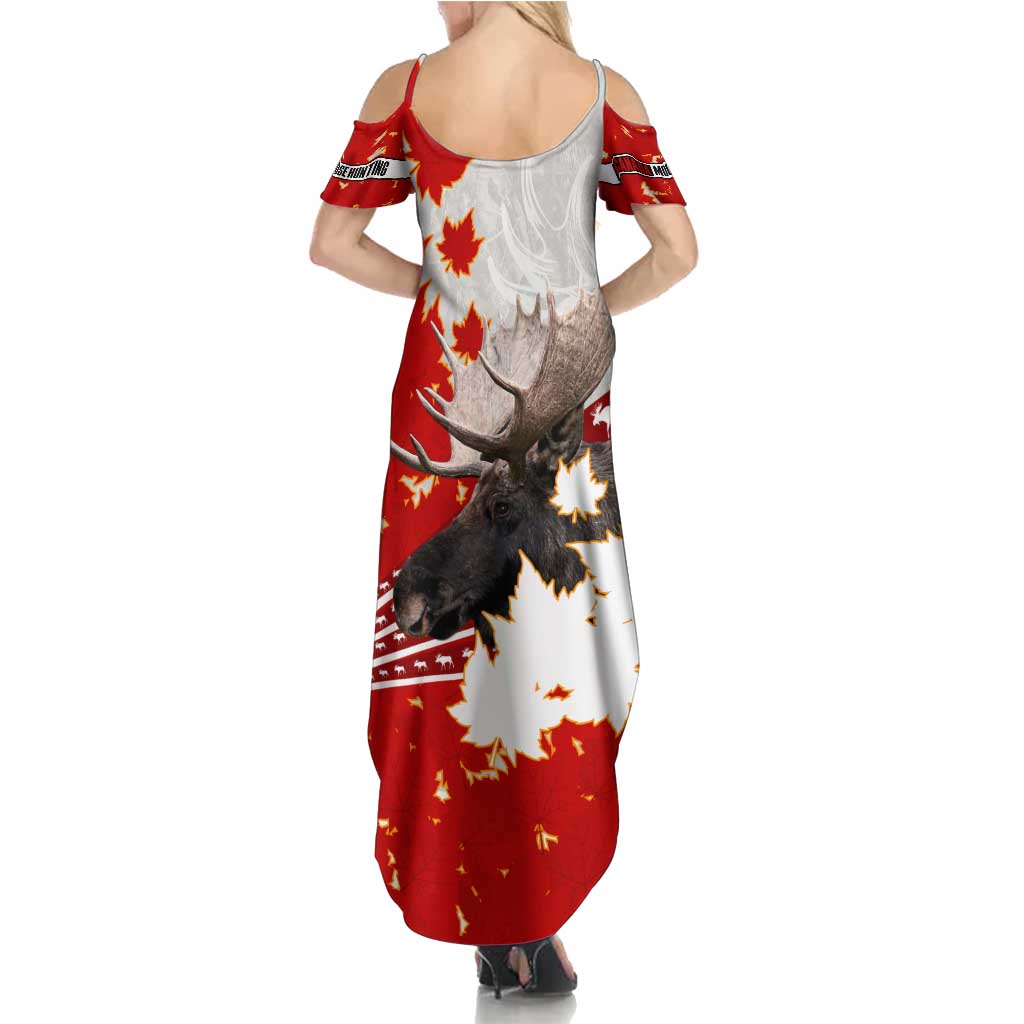Moose Hunting Summer Maxi Dress Canada Maple Leaf