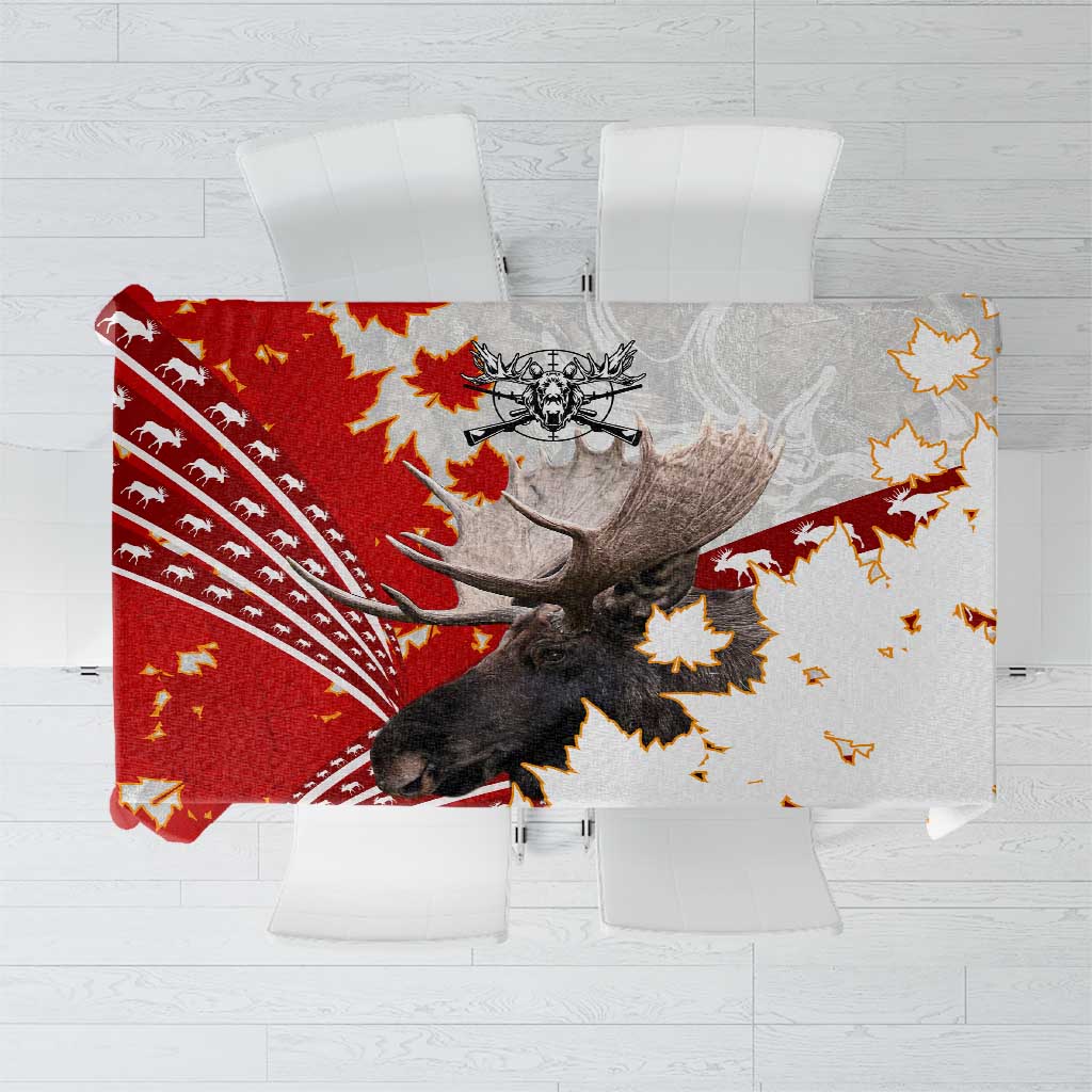 Moose Hunting Tablecloth Canada Maple Leaf