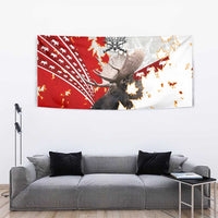 Moose Hunting Tapestry Canada Maple Leaf