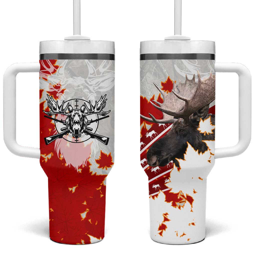 Moose Hunting Tumbler With Handle Canada Maple Leaf
