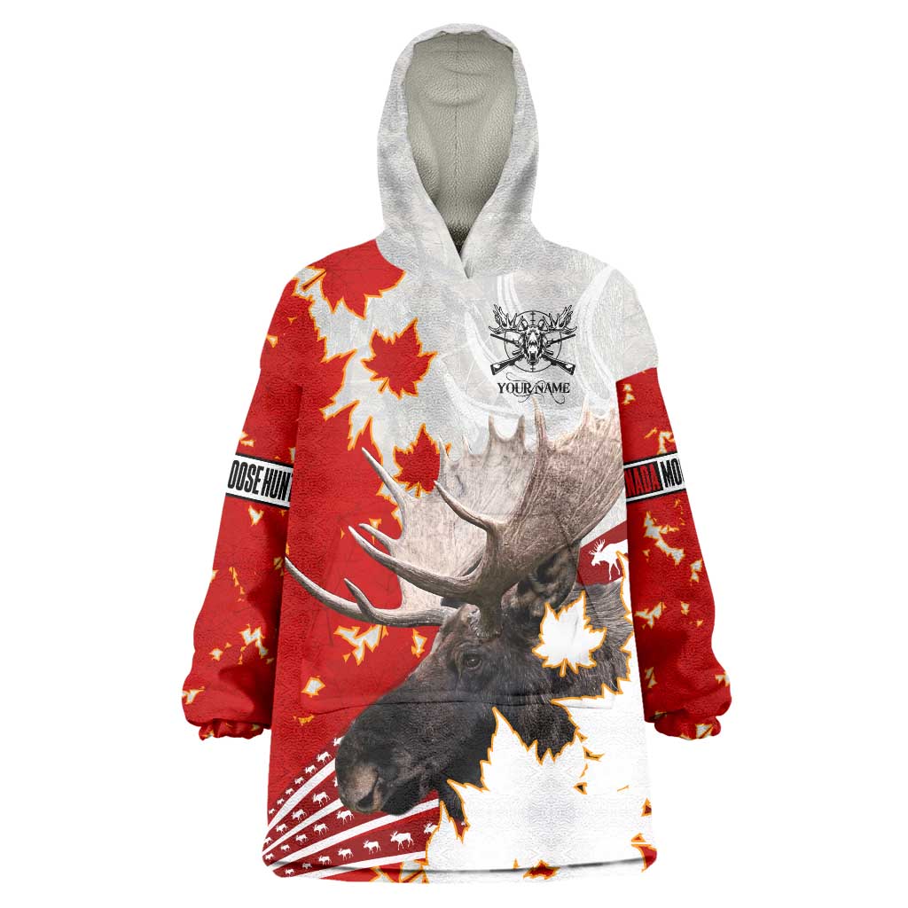 Moose Hunting Wearable Blanket Hoodie Canada Maple Leaf