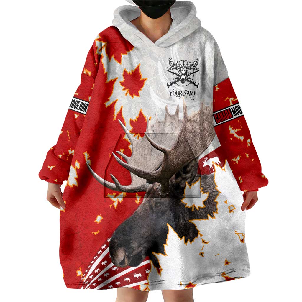 Moose Hunting Wearable Blanket Hoodie Canada Maple Leaf