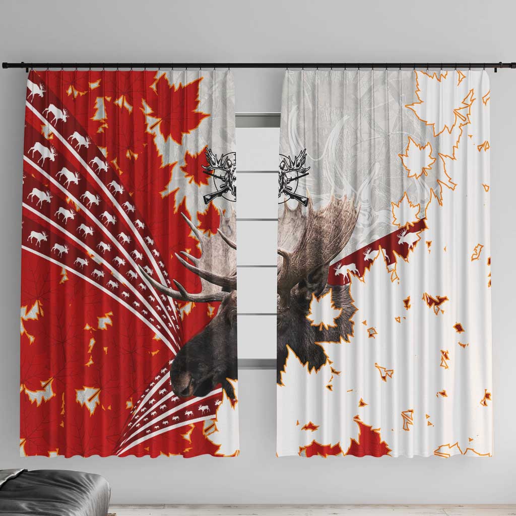 Moose Hunting Window Curtain Canada Maple Leaf