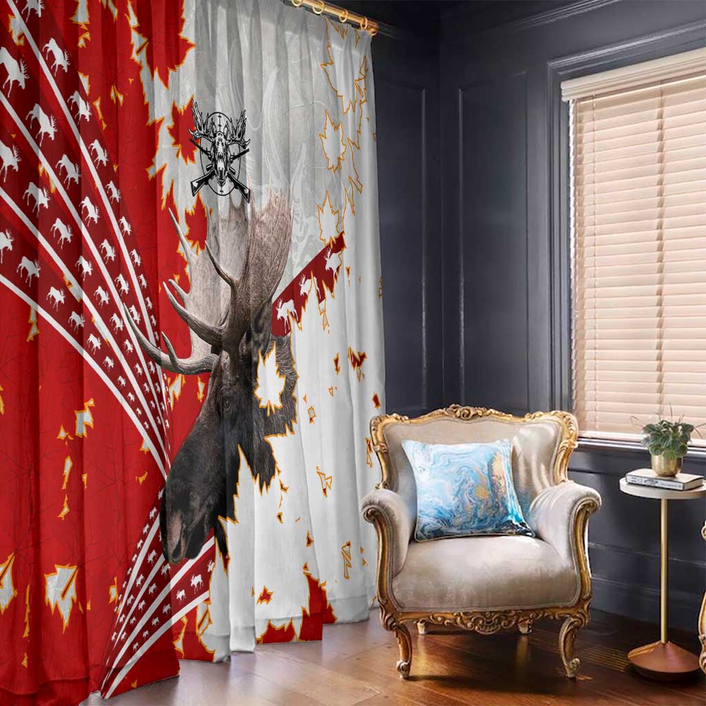 Moose Hunting Window Curtain Canada Maple Leaf