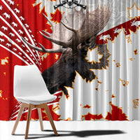Moose Hunting Window Curtain Canada Maple Leaf