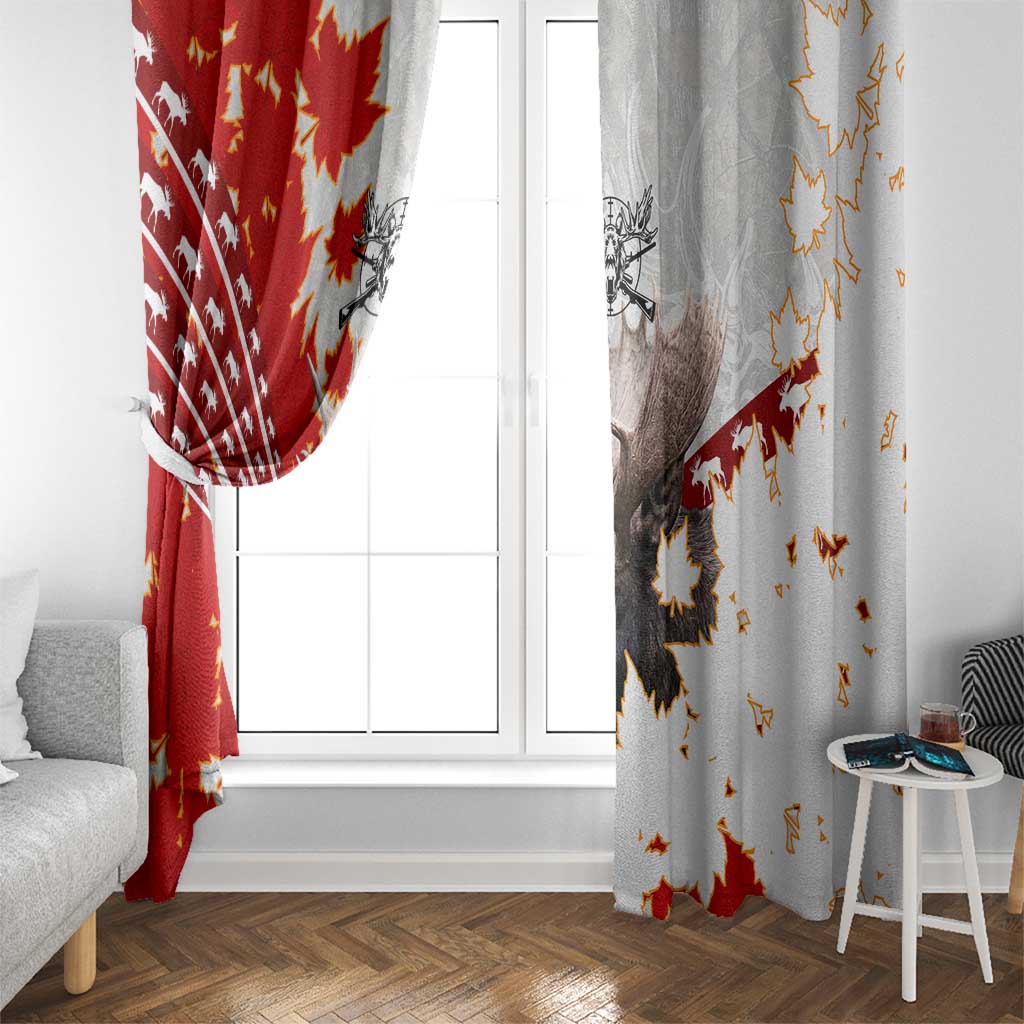 Moose Hunting Window Curtain Canada Maple Leaf
