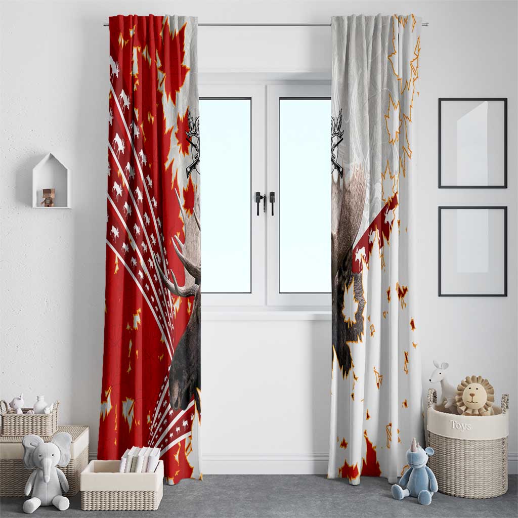 Moose Hunting Window Curtain Canada Maple Leaf