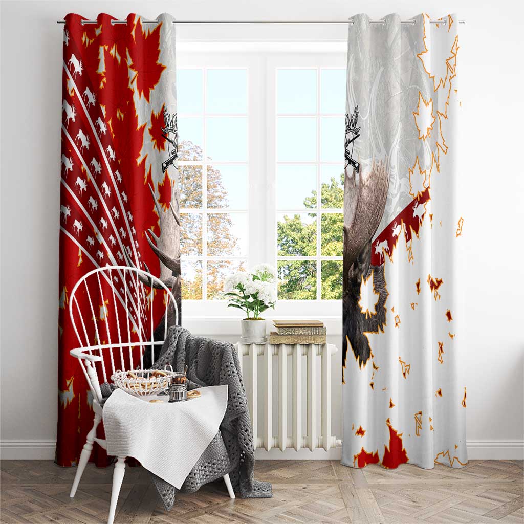 Moose Hunting Window Curtain Canada Maple Leaf