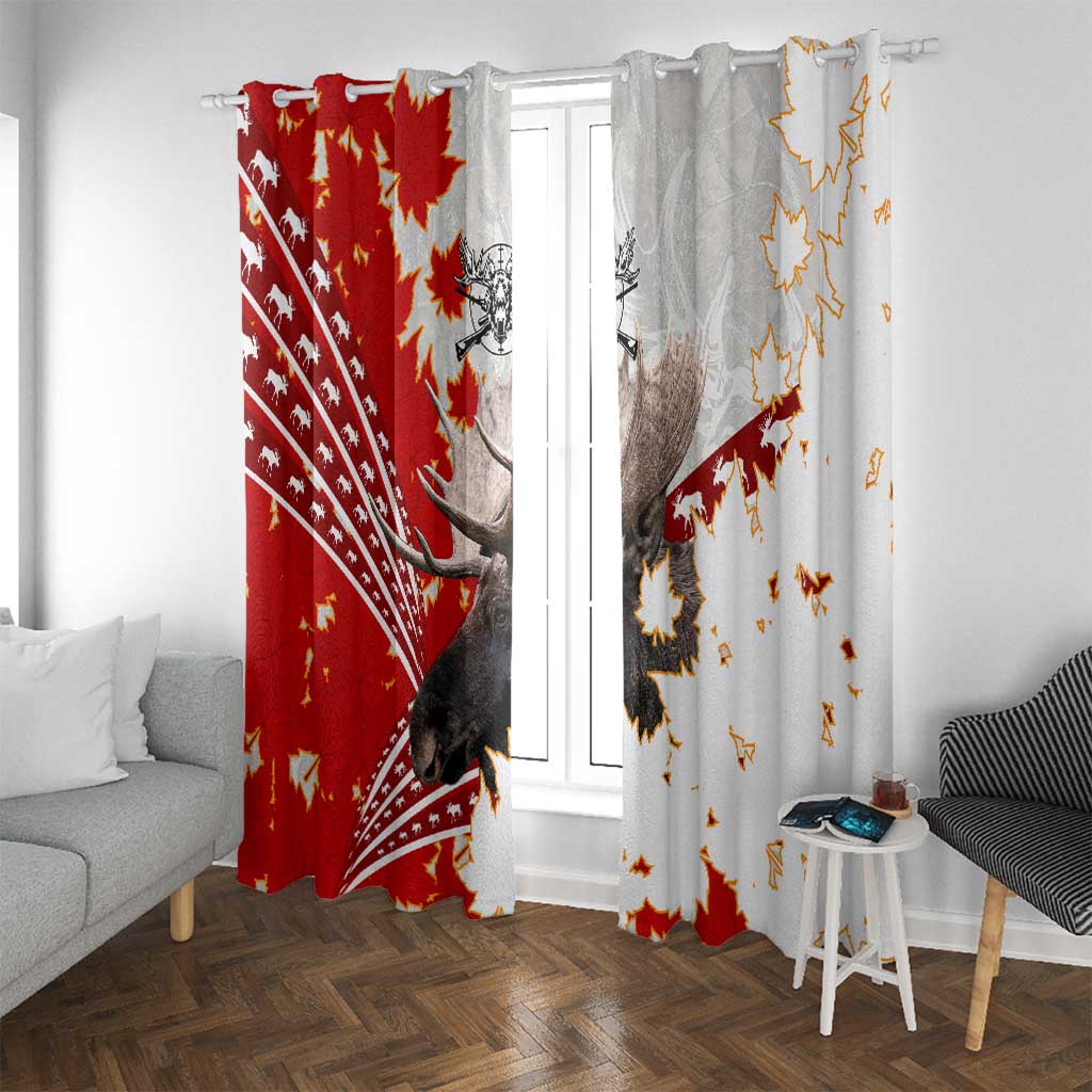 Moose Hunting Window Curtain Canada Maple Leaf
