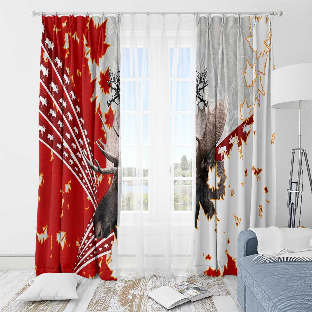 Moose Hunting Window Curtain Canada Maple Leaf