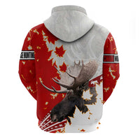 Moose Hunting Zip Hoodie Canada Maple Leaf