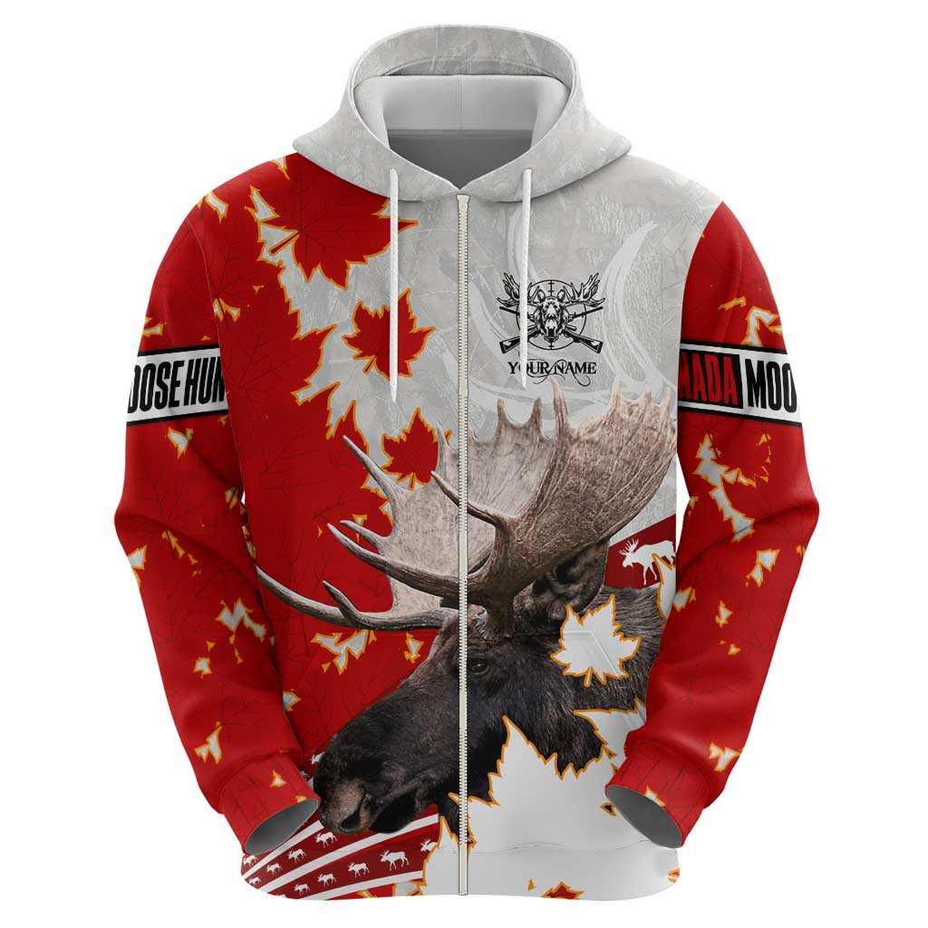 Moose Hunting Zip Hoodie Canada Maple Leaf
