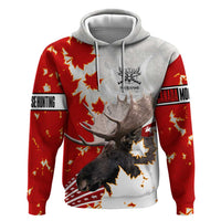 Moose Hunting Zip Hoodie Canada Maple Leaf