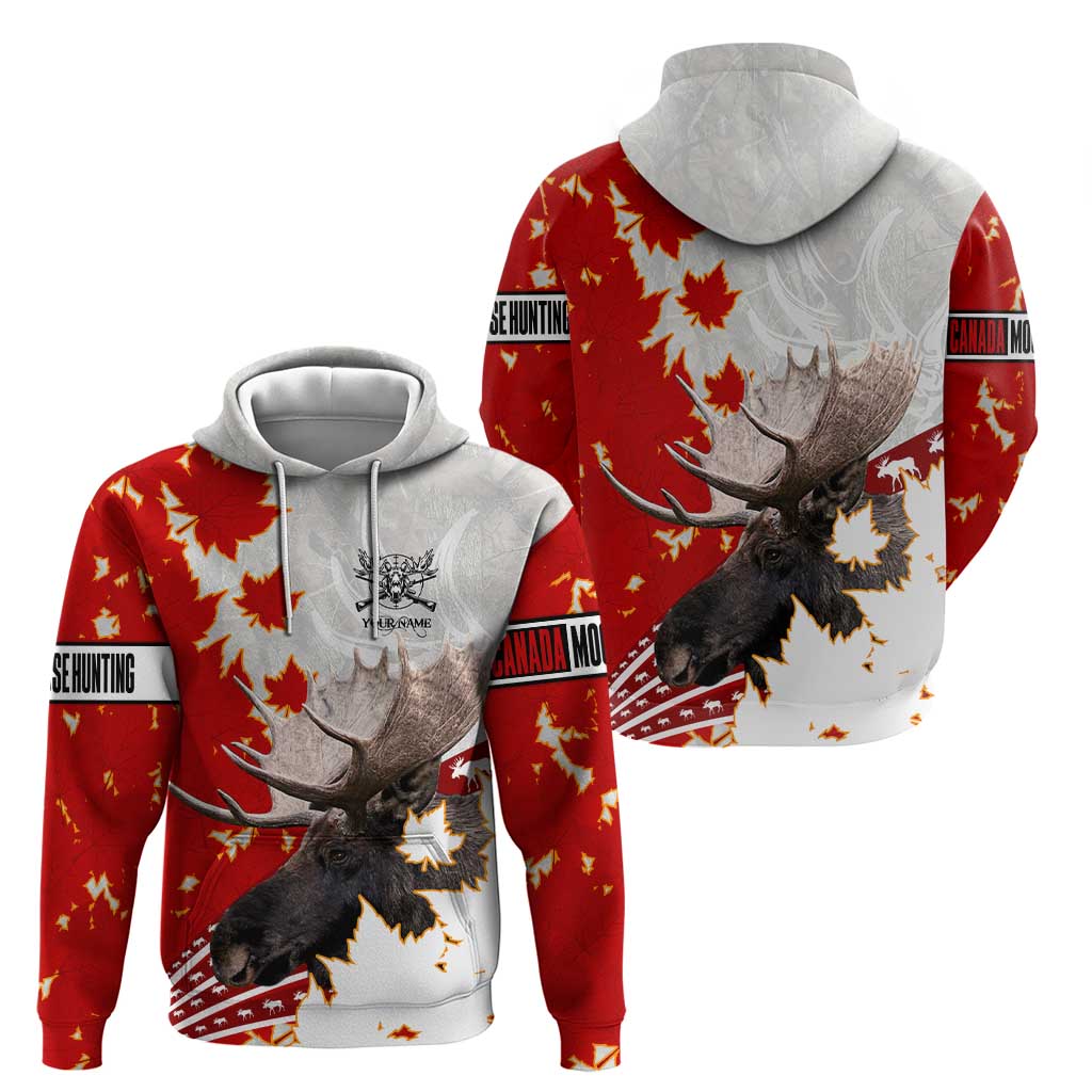 Moose Hunting Zip Hoodie Canada Maple Leaf