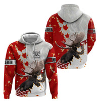 Moose Hunting Zip Hoodie Canada Maple Leaf