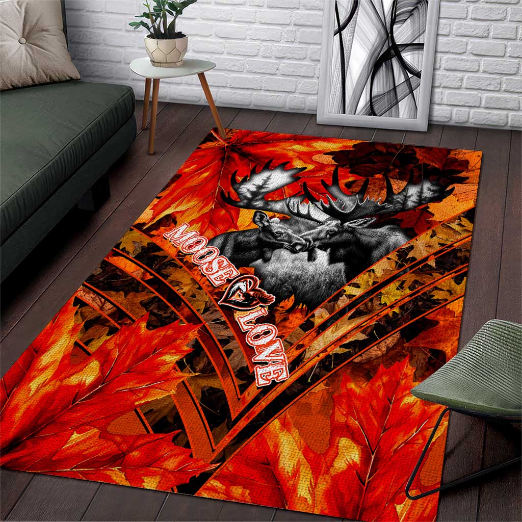 Moose Love Area Rug Maple Leaf Autumn Passion