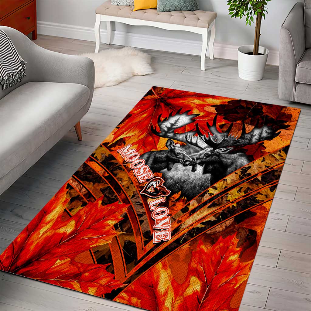 Moose Love Area Rug Maple Leaf Autumn Passion