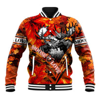 Personalized Moose Love Baseball Jacket Maple Leaf Autumn Passion