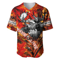 Personalized Moose Love Baseball Jersey Maple Leaf Autumn Passion