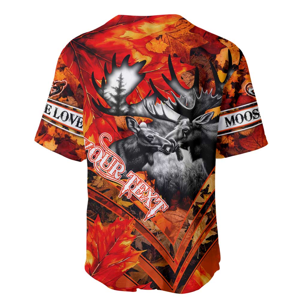 Personalized Moose Love Baseball Jersey Maple Leaf Autumn Passion