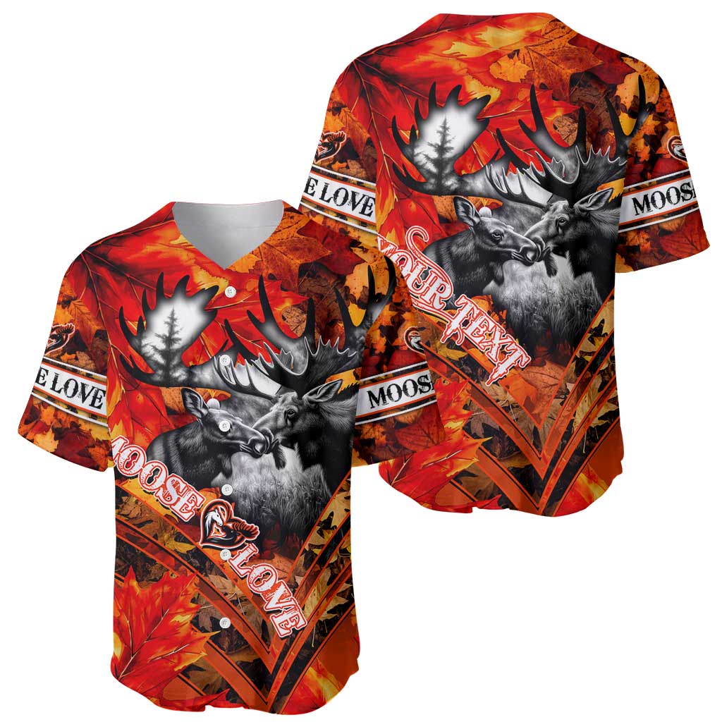 Personalized Moose Love Baseball Jersey Maple Leaf Autumn Passion