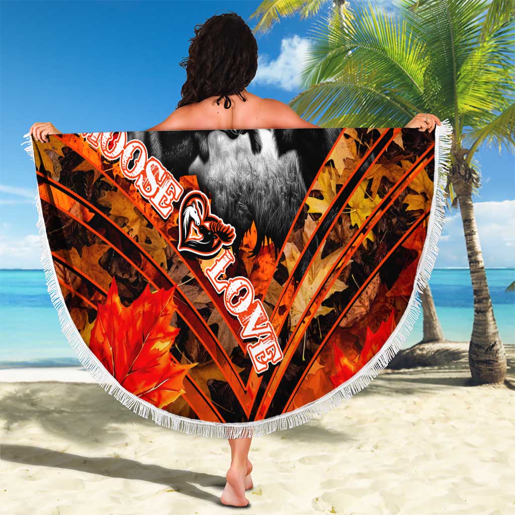 Moose Love Beach Blanket Maple Leaf Autumn Passion