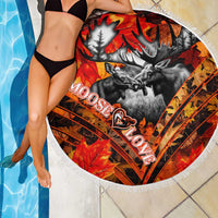 Moose Love Beach Blanket Maple Leaf Autumn Passion