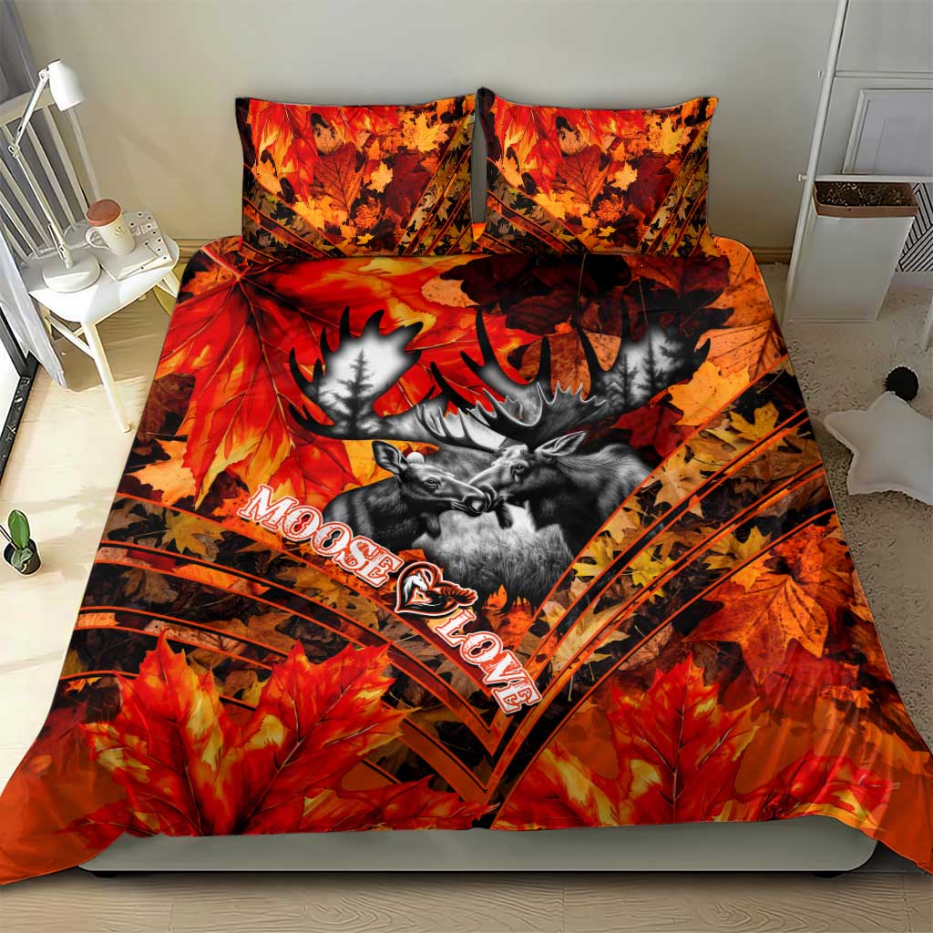 Moose Love Bedding Set Maple Leaf Autumn Passion