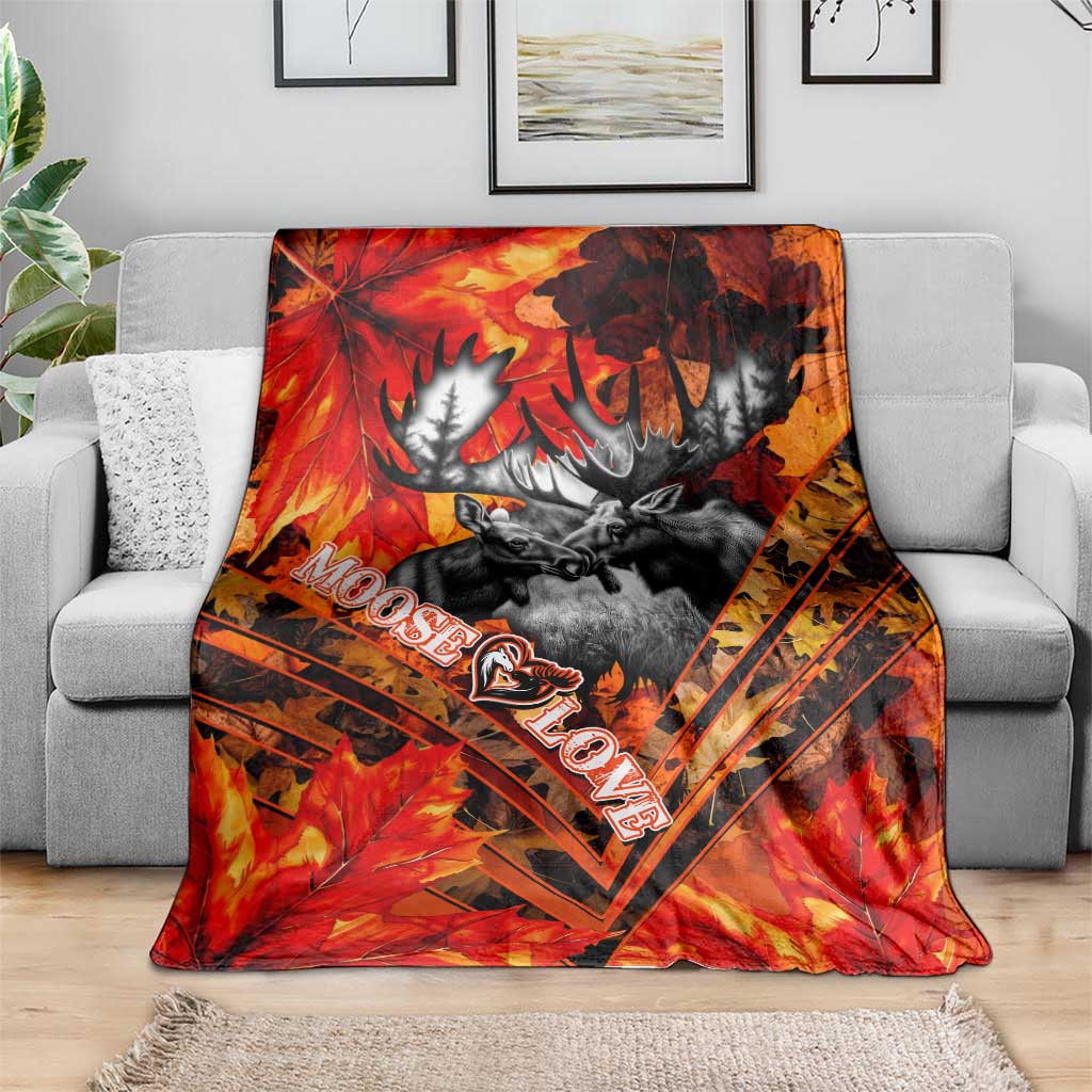 Moose Love Blanket Maple Leaf Autumn Passion