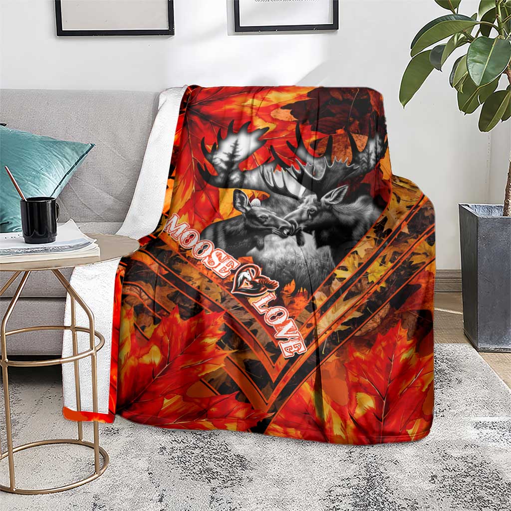 Moose Love Blanket Maple Leaf Autumn Passion